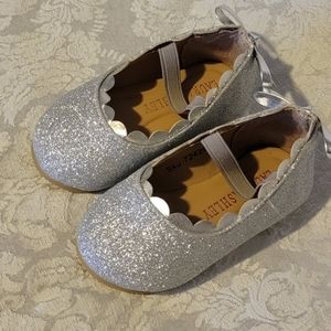 Laura Ashley Toddler Shoe size 4 Ballet Slipper Silver Glitter